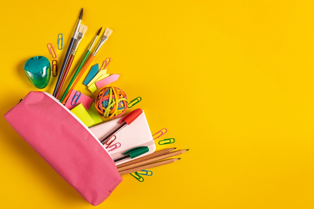 School supplies and pencil