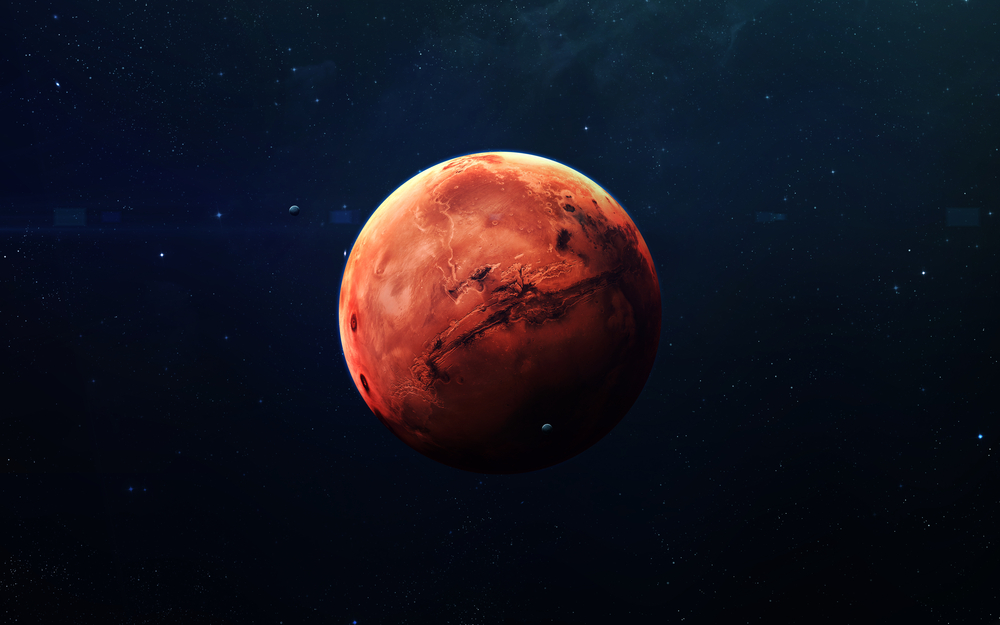 Planet Mars in the universe. 